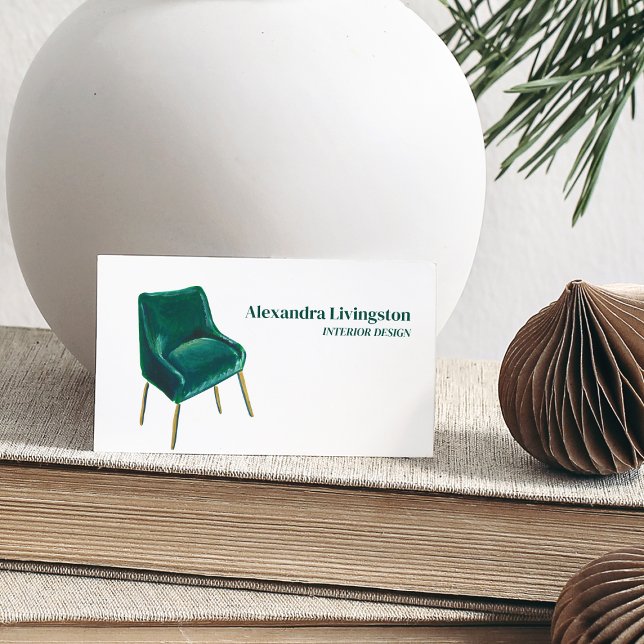 Smaragdgrön stol professionell design minimalistis visitkort (Skapare uppladdad)
