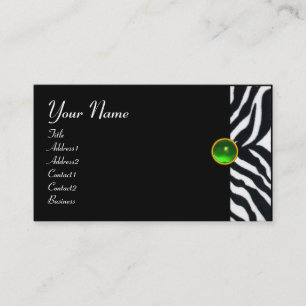SMARAGDGRÖN SVART VIT ZEBRA PÄLS MONOGRAM VISITKORT