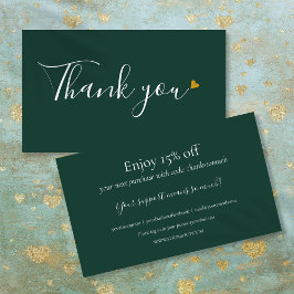 Smaragdgrön Tack För Shopping Rabattkort Visitkort