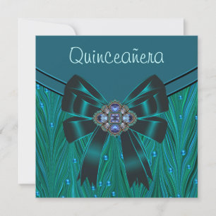 Smaragdgrön Tealblå Quinceanera Inbjudningar