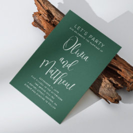 Smaragdgrön typografi manus bröllop + QR Inbjudningar