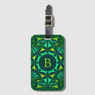 Smaragdgrön utsmyckad Kalejdoskop-monogram Bagagebricka