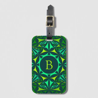 Smaragdgrön utsmyckad Kalejdoskop-monogram Bagagebricka