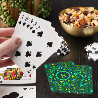Smaragdgrön utsmyckad Kalejdoskop-monogram Casinokort
