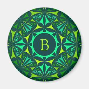 Smaragdgrön utsmyckad Kalejdoskop-monogram Magnet