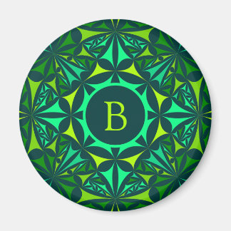 Smaragdgrön utsmyckad Kalejdoskop-monogram Magnet
