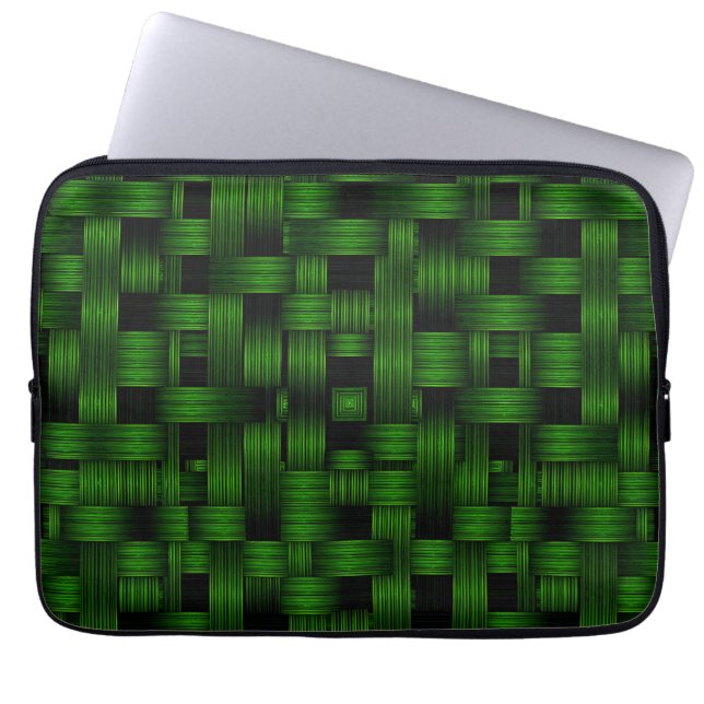 Smaragdgrön Vävd Korg Texturmönster Laptop Fodral (Framsidan)