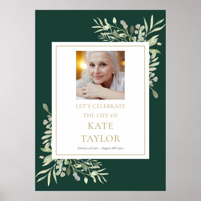 Smaragdgrön växtlighet Foto Firande av liv skylt (Framsidan)