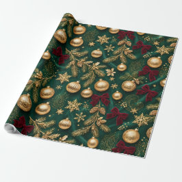 Smaragdgrön Velvet Lyx jul,Guld Ornament Presentpapper