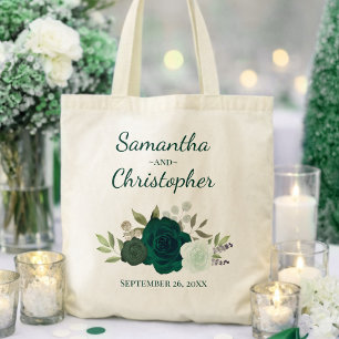 Smaragdgröna Boho Rosor Parnamn Bröllop Tygkasse