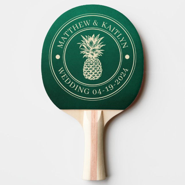 Smaragdgröna bröllopsnamn för ananas pingisracket (Baksidan)