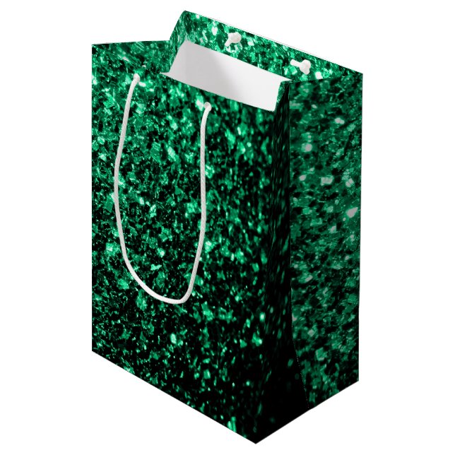 Smaragdgröna falska glittergnistor (Framsidan Vinklad)