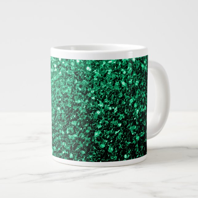 Smaragdgröna falska glittergnistor jumbo mugg (Framsida höger)