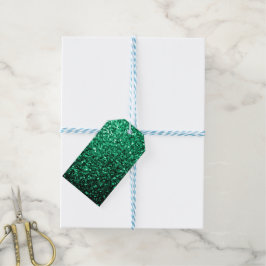 Smaragdgröna falska glittergnistor presentetikett