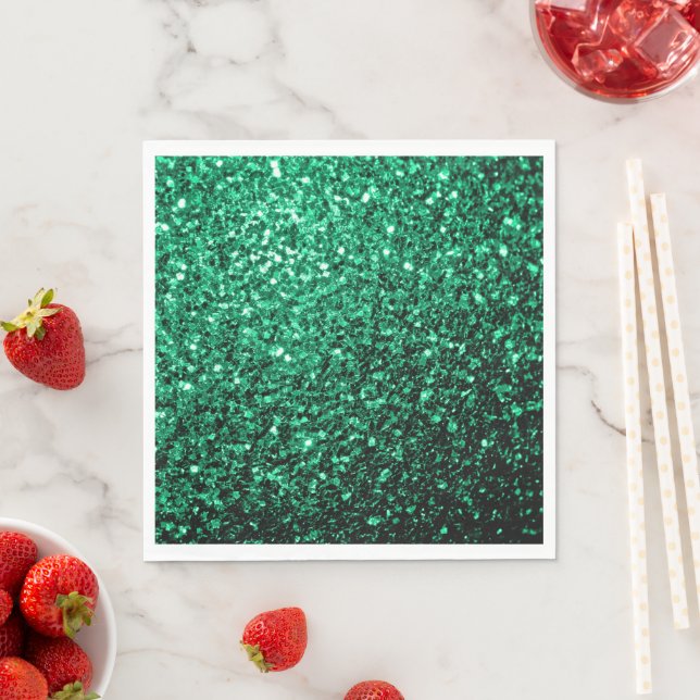 Smaragdgröna falska glittergnistrar pappersservett (Insitu)