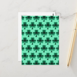 Smaragdgröna gnistrande Shamrock-mönster turkos Vykort