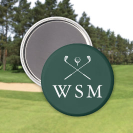 Smaragdgröna golfklubbor med anpassad monogram magnet