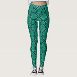 Smaragdgröna Ormskinnstryck Djurmönster Leggings