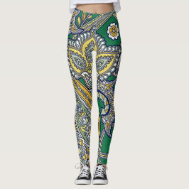 Smaragdgröna Paisley-leggings Leggings