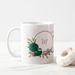 smaragdgröna rosa blommor kaffemugg