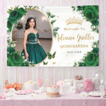 Smaragdgröna Rosor Blommig Quinceañera Foto