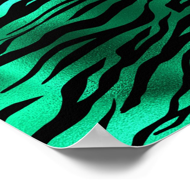 Smaragdgröna svarta tiger ränder Vilda djur Poster (Hörn)