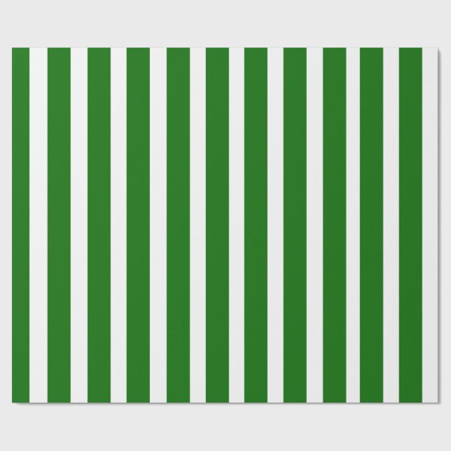 Smaragdgröna vita ränder Minimal modernt mönster Presentpapper (Platt)