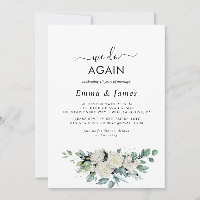 Smaragdgrönhet "Vi Gör Igen" Förnyelse av Löfte Inbjudningar (Framsida)