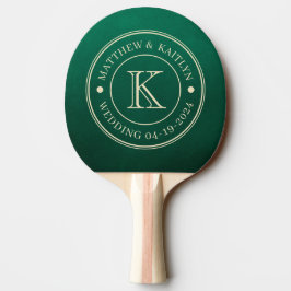 Smaragdgrönt bröllopsmonogram pingisracket