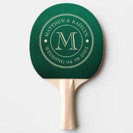 Smaragdgrönt bröllopsmonogram pingisracket