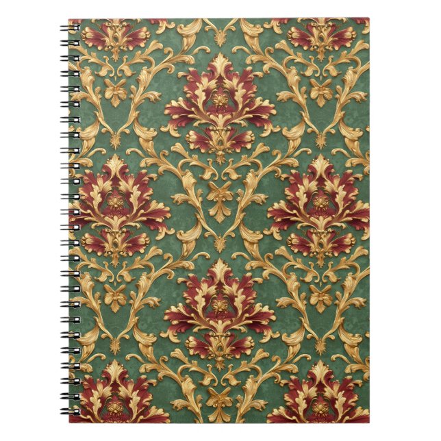 Smaragdgul barockdamast anteckningsbok (Framsidan)