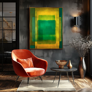 Smaragdgyllene färgfält Abstrakt modern konst Poster