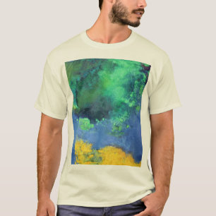 Smaragdhavsjölandskap i aquamarine t shirt