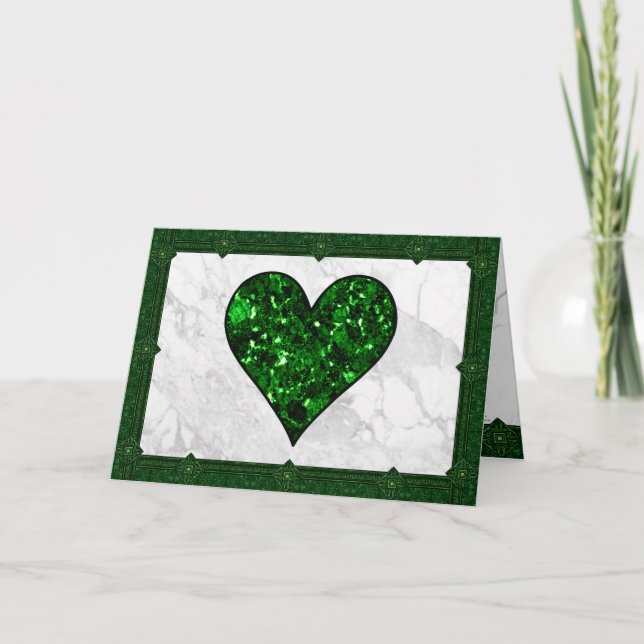 Smaragdhjärta St. Patricks dag semesterkort Helgkort (Framsida)