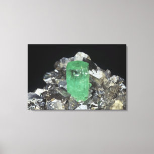 Smaragdkristall i Calcite, Colombia, södra Americ Canvastryck