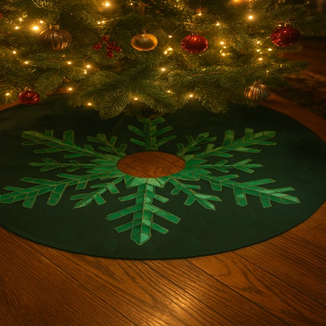 Smaragdkristall Snöflinga Konst Julgransmatta Borstad Polyester (Skapare uppladdad)