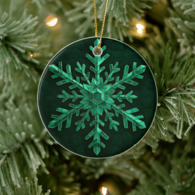 Smaragdkristall snöflinga konst julgransprydnad keramik (Träd)