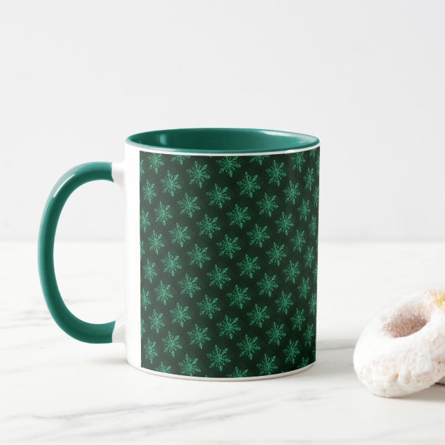 Smaragdkristall snöflinga konst mugg (Med munk)