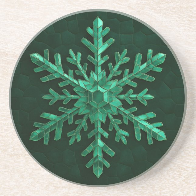 Smaragdkristall snöflinga konst underlägg (Framsidan)