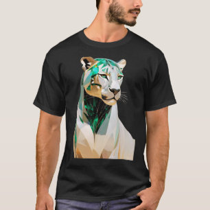 Smaragdlejoninna Lyx Geometrisk Djurkonst T Shirt