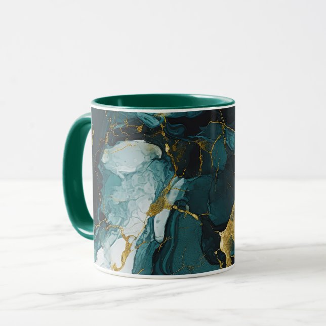 Smaragdmarmor med gyllene ådror mugg (Framsida vänster)