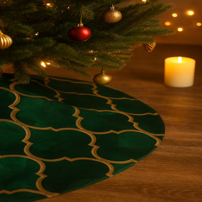 Smaragdmarockanskt mönster – Lyxstil Julgransmatta Borstad Polyester (Skapare uppladdad)
