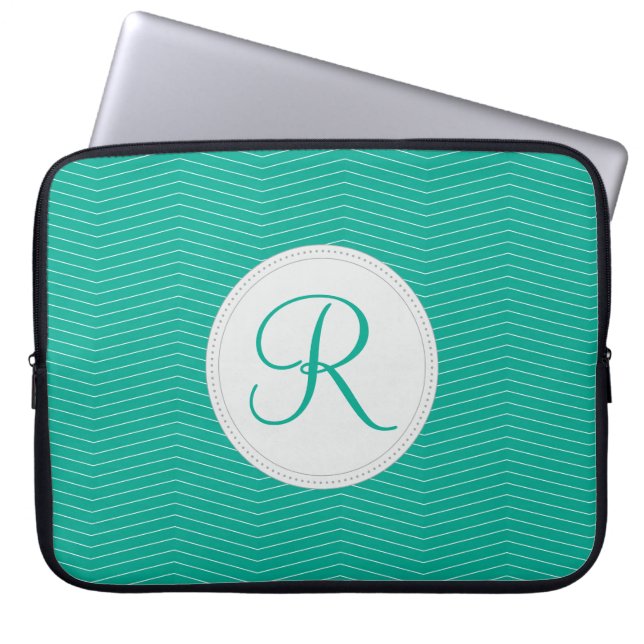 SmaragdMonogramlaptop sleeve (Framsidan)