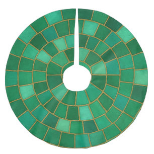 Smaragdmosaik cirkelmönster konst julgransmatta borstad polyester