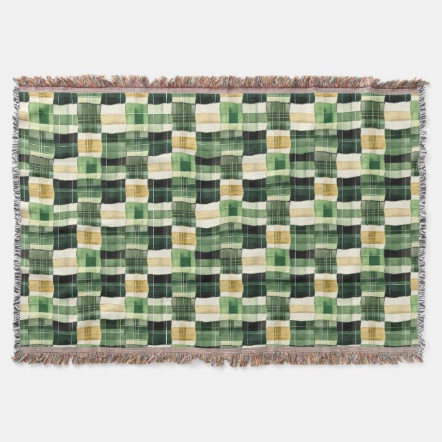 Smaragdrutig patchwork filt (Framsidan)