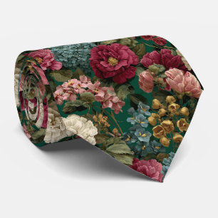 Smaragdsmyckad Vintage Blommig Bröllop Slips