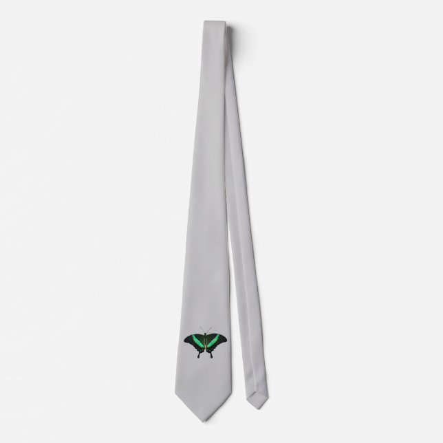 Smaragdswallowtail Fjäril Sjal (Ljusgrå) Slips (Framsida)
