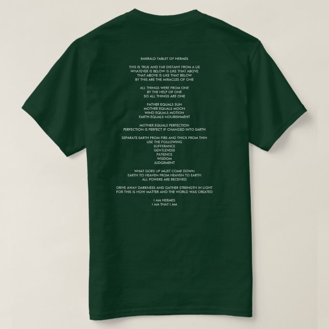 SMARAGDTABLET AV HERMES [BORGAREÖVERSÄTTNINGEN] TEE SHIRT (Design baksida)