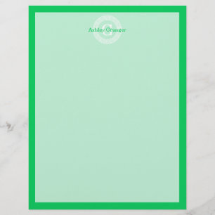 Smaragdvit grekisk nyckel Rnd ram initial monogram