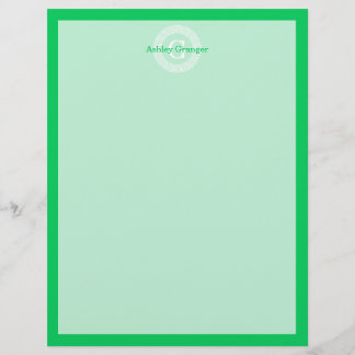 Smaragdvit grekisk nyckel Rnd ram initial monogram